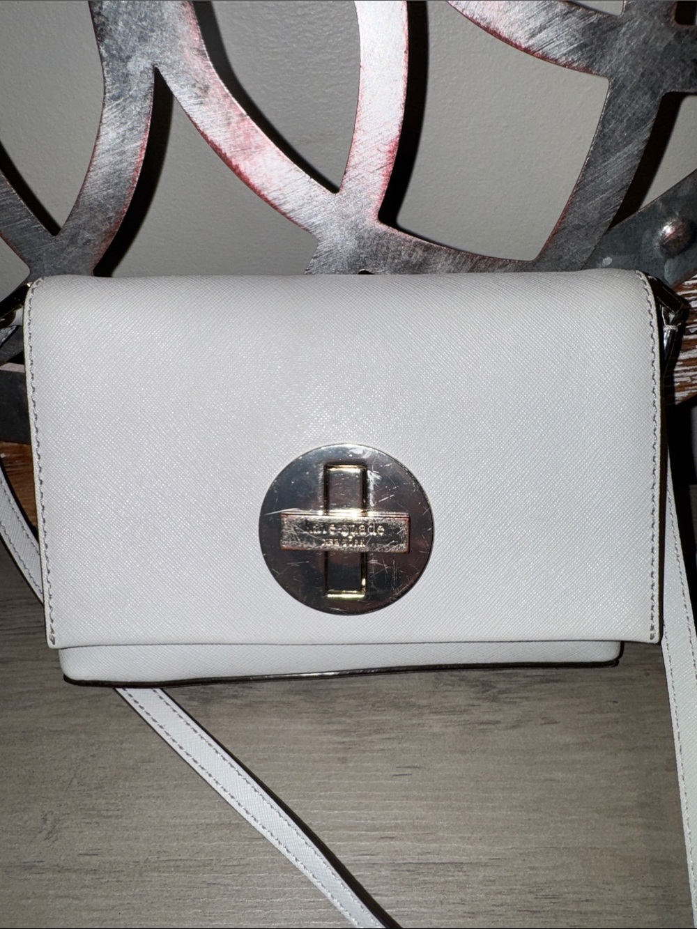 Kate Spade pale, grayish-bluish Crossbody Bag with Silver Turn-Lock